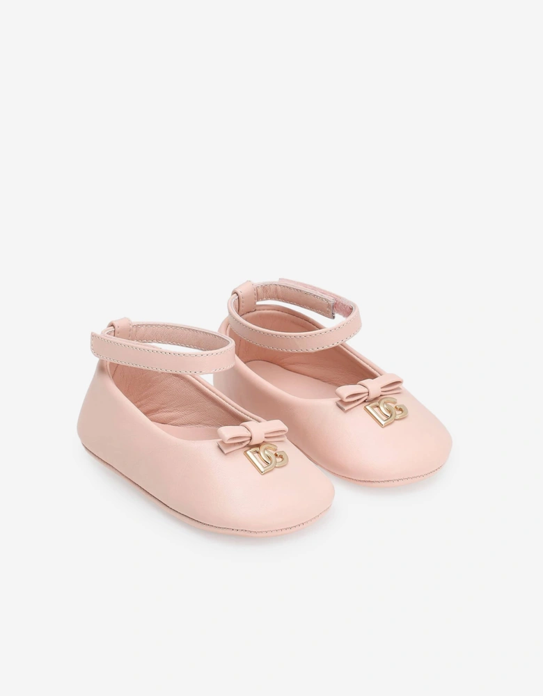 Baby Girls Leather Pre-Walker Pumps in Pink