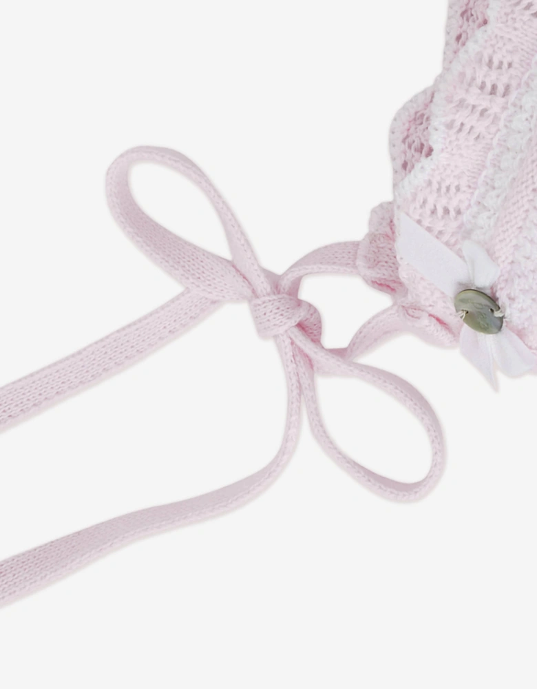 Baby Girls Cotton Knit Bonnet in Pink