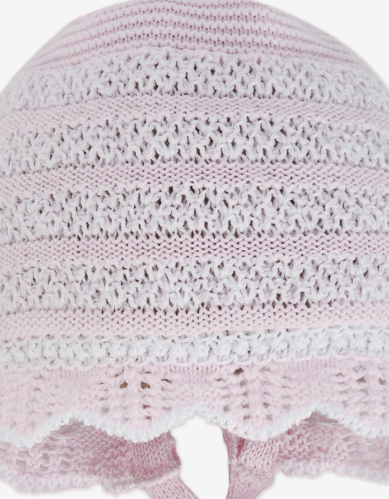 Baby Girls Cotton Knit Bonnet in Pink