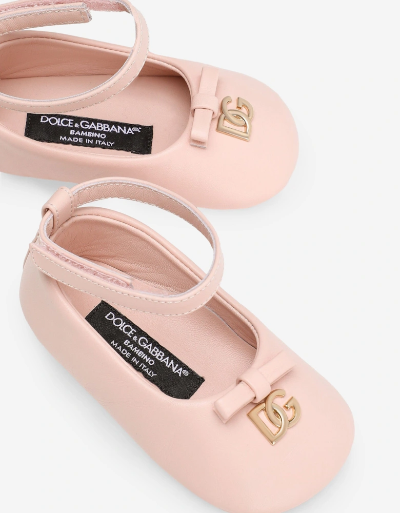 Baby Girls Leather Pre-Walker Pumps in Pink