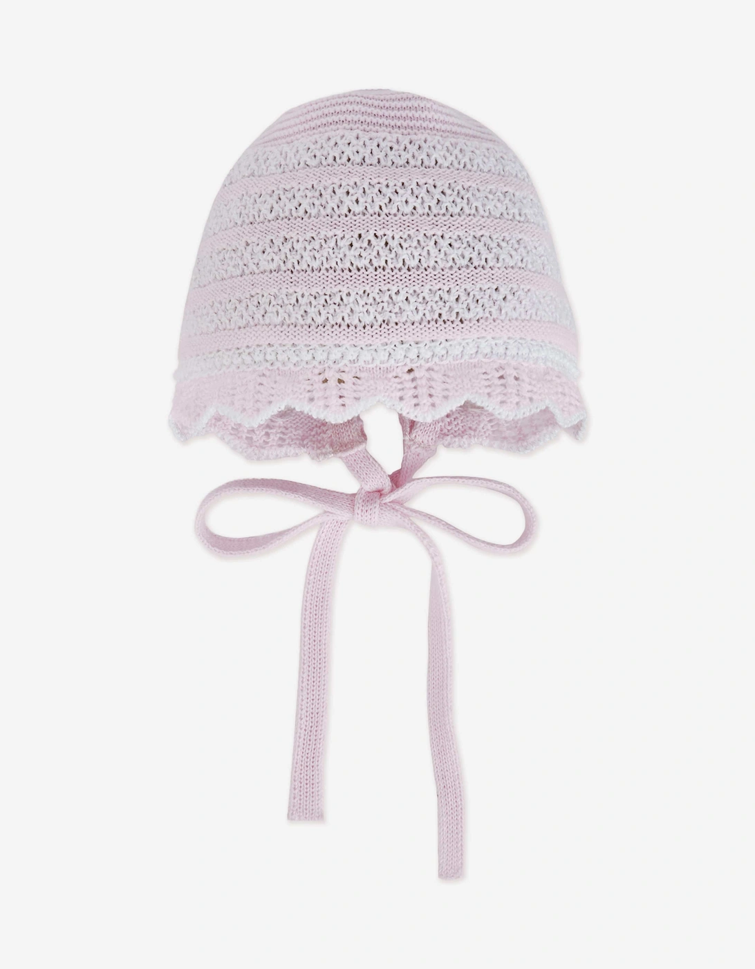 Baby Girls Cotton Knit Bonnet in Pink, 5 of 4