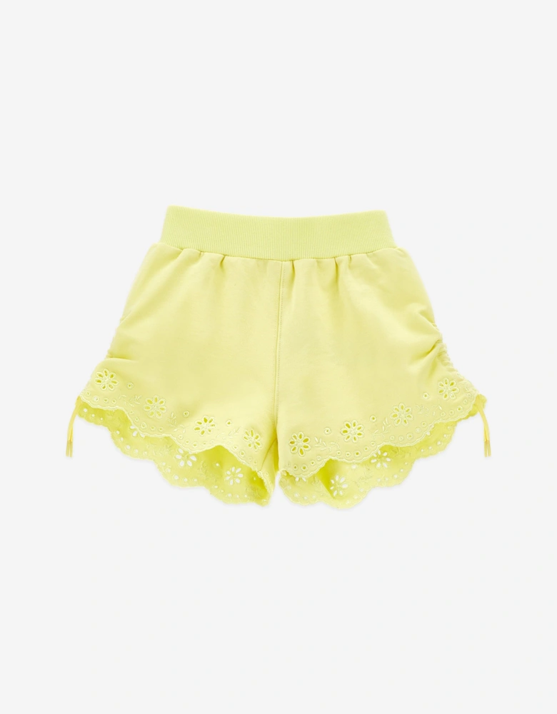 Girls Broderie Anglaise Shorts in Yellow
