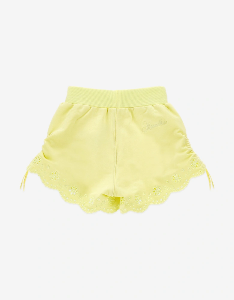 Girls Broderie Anglaise Shorts in Yellow