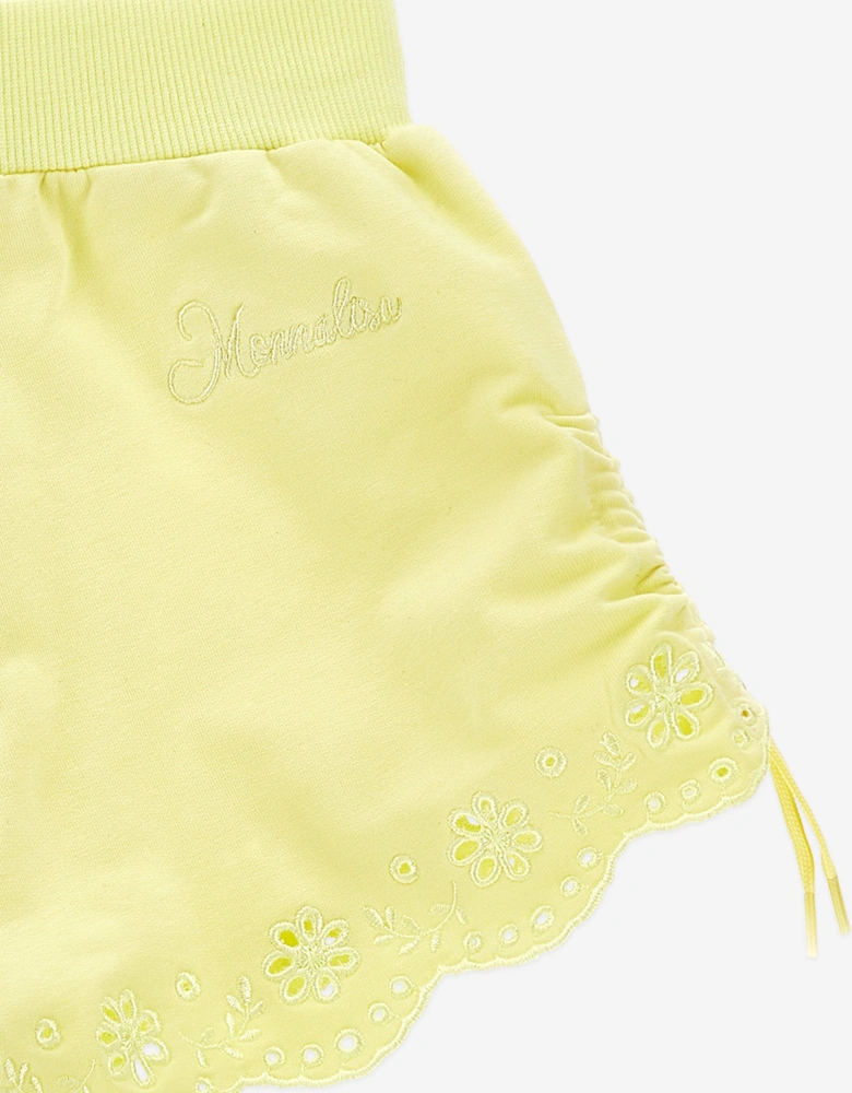 Girls Broderie Anglaise Shorts in Yellow