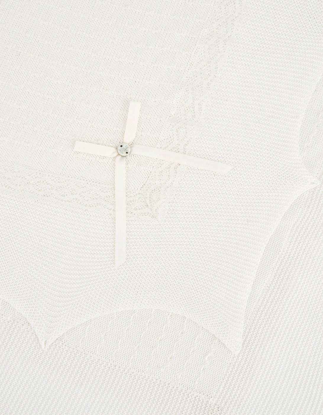 Baby Cotton Knit Shawl in Ivory (100cm)