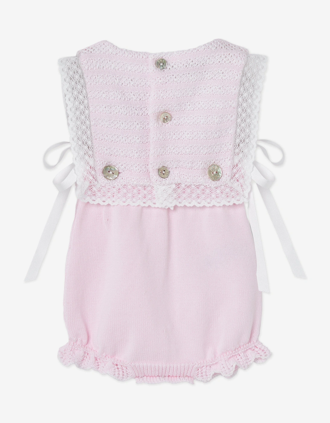 Baby Girls Cotton Lace Trim Romper in Pink