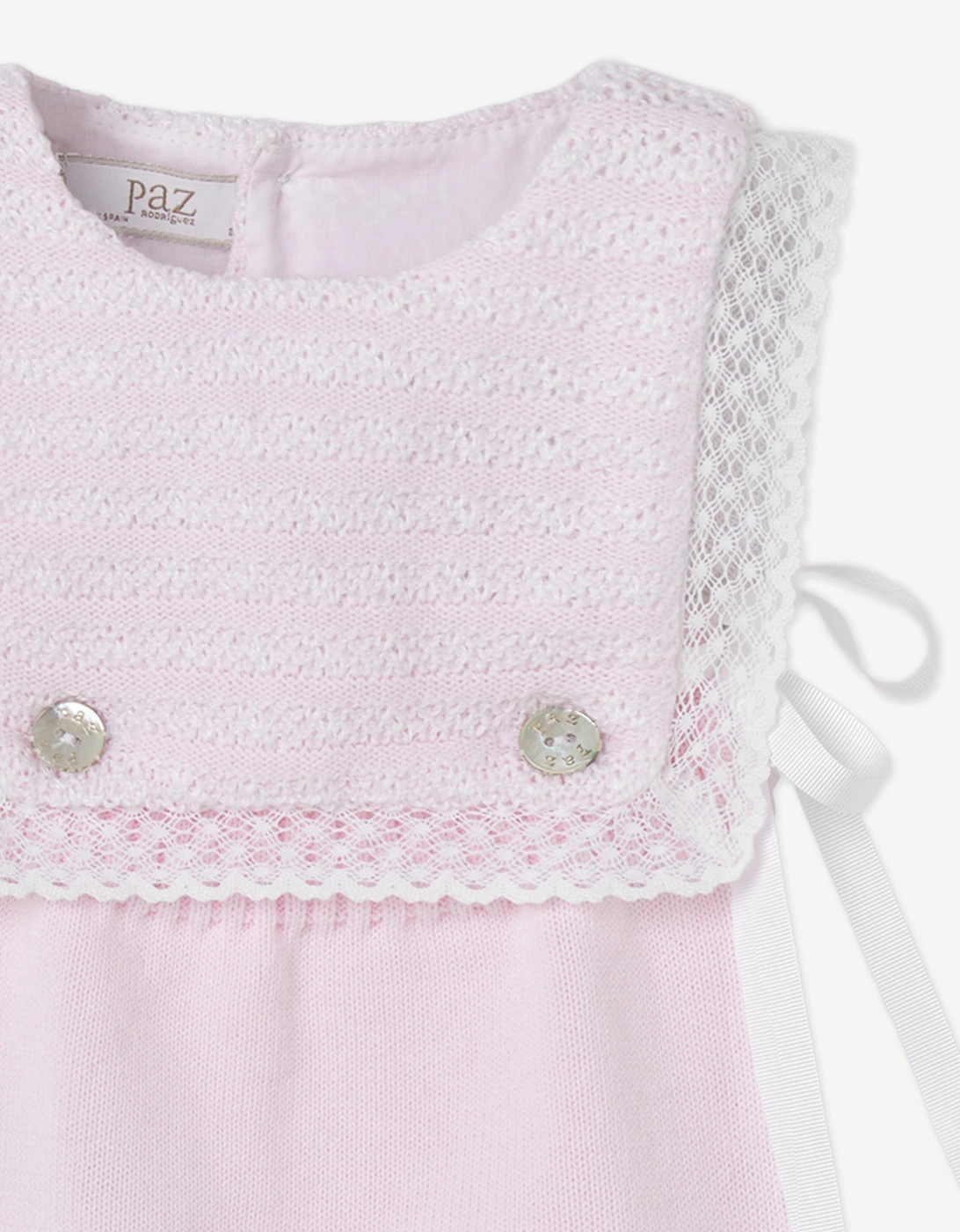 Baby Girls Cotton Lace Trim Romper in Pink