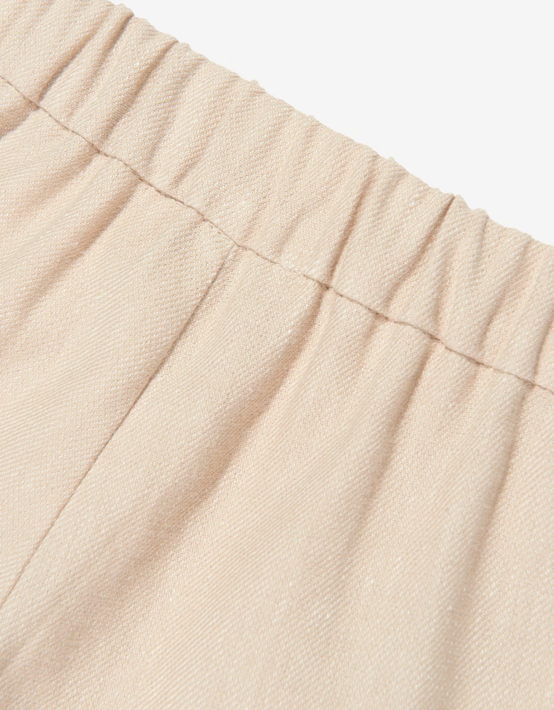 Baby Boys Linen Logo Shorts in Beige