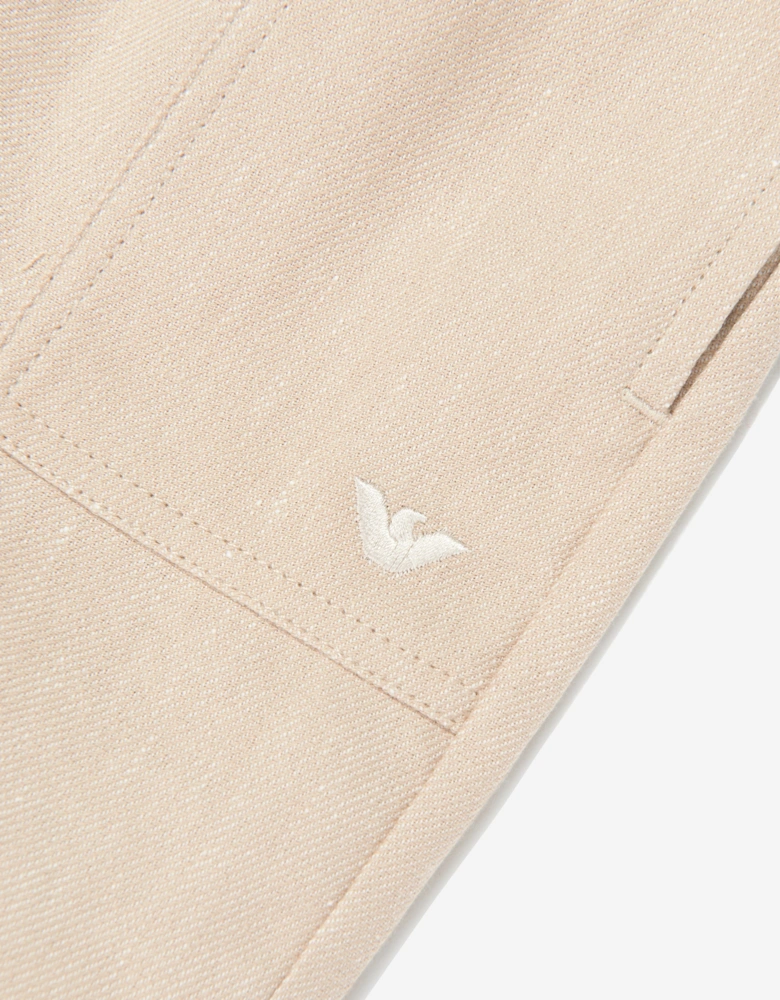 Baby Boys Linen Logo Shorts in Beige