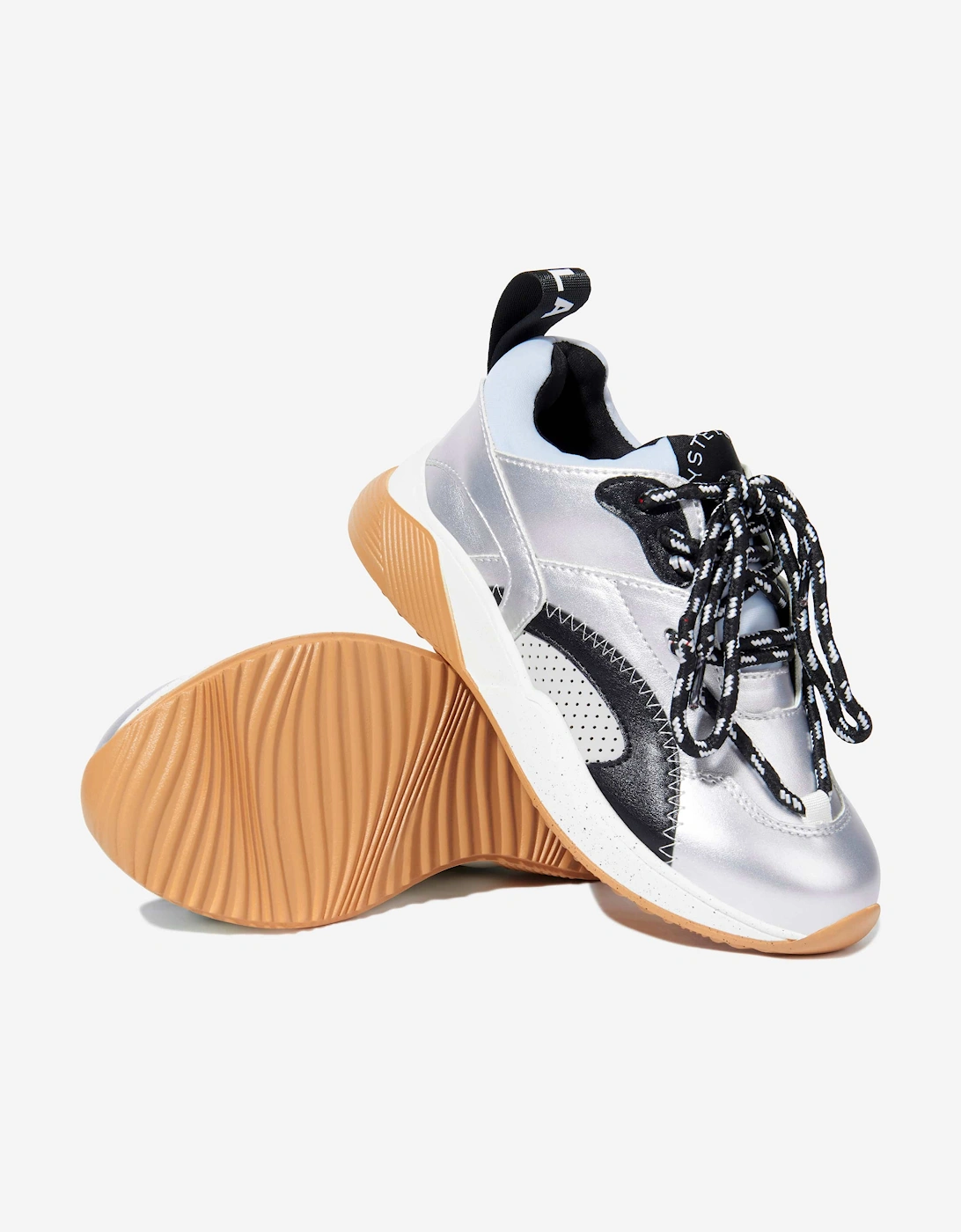 Girls Lace Up Trainers in Silver