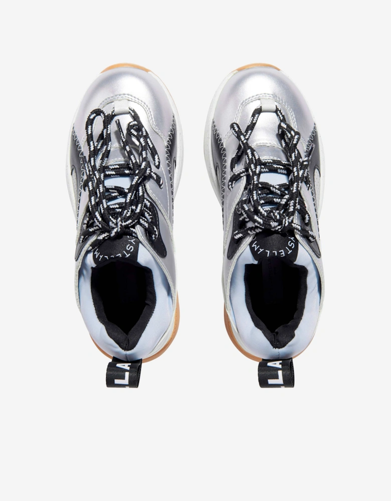 Girls Lace Up Trainers in Silver