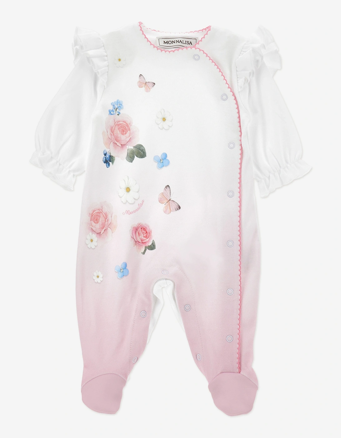 Baby Girls Butterflies and Flowers Babygrow Set in Pink