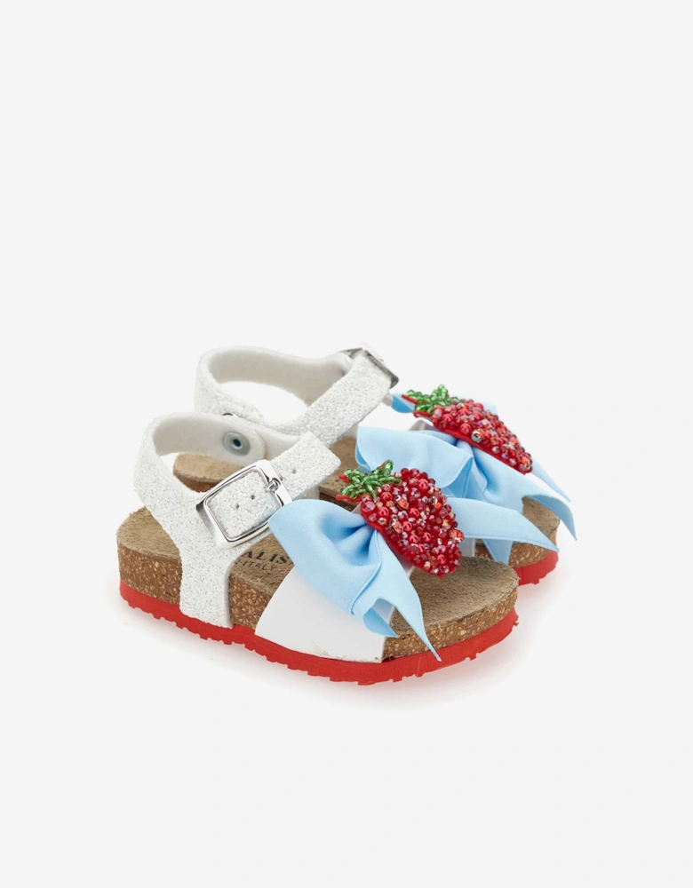 Girls Glitter Strawberry Sandals in White