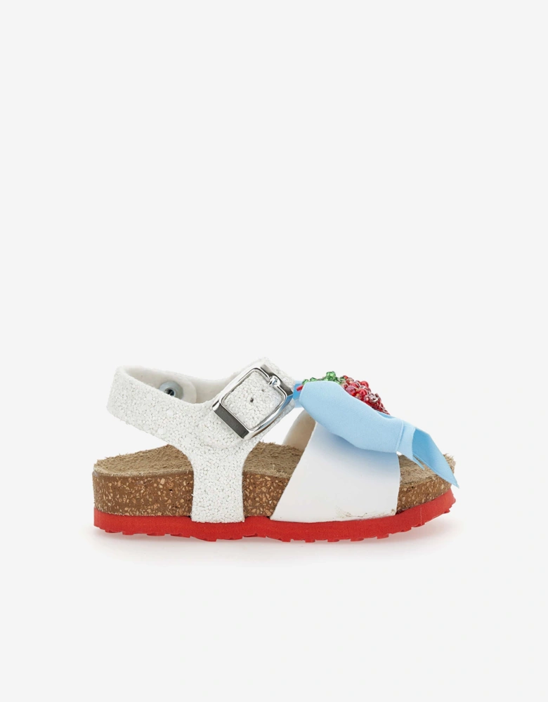 Girls Glitter Strawberry Sandals in White