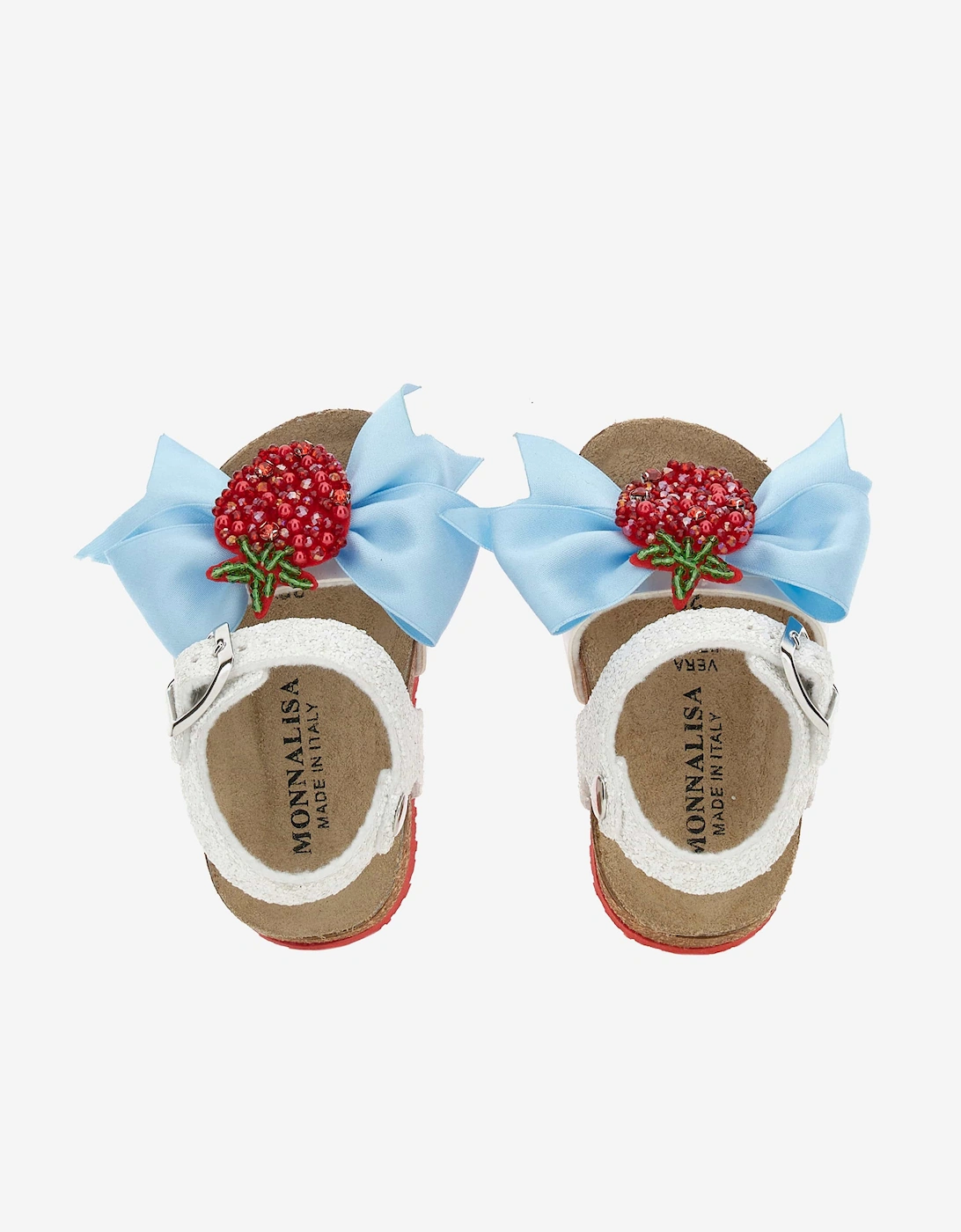 Girls Glitter Strawberry Sandals in White
