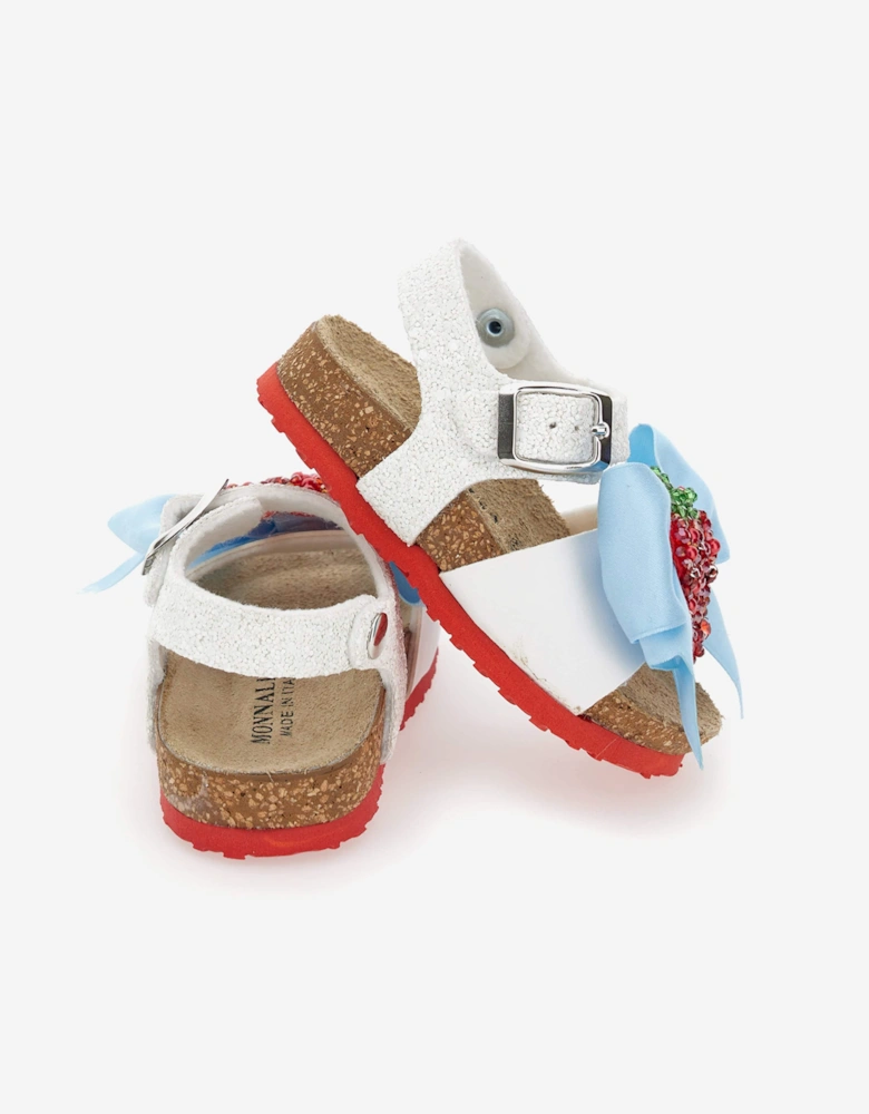 Girls Glitter Strawberry Sandals in White