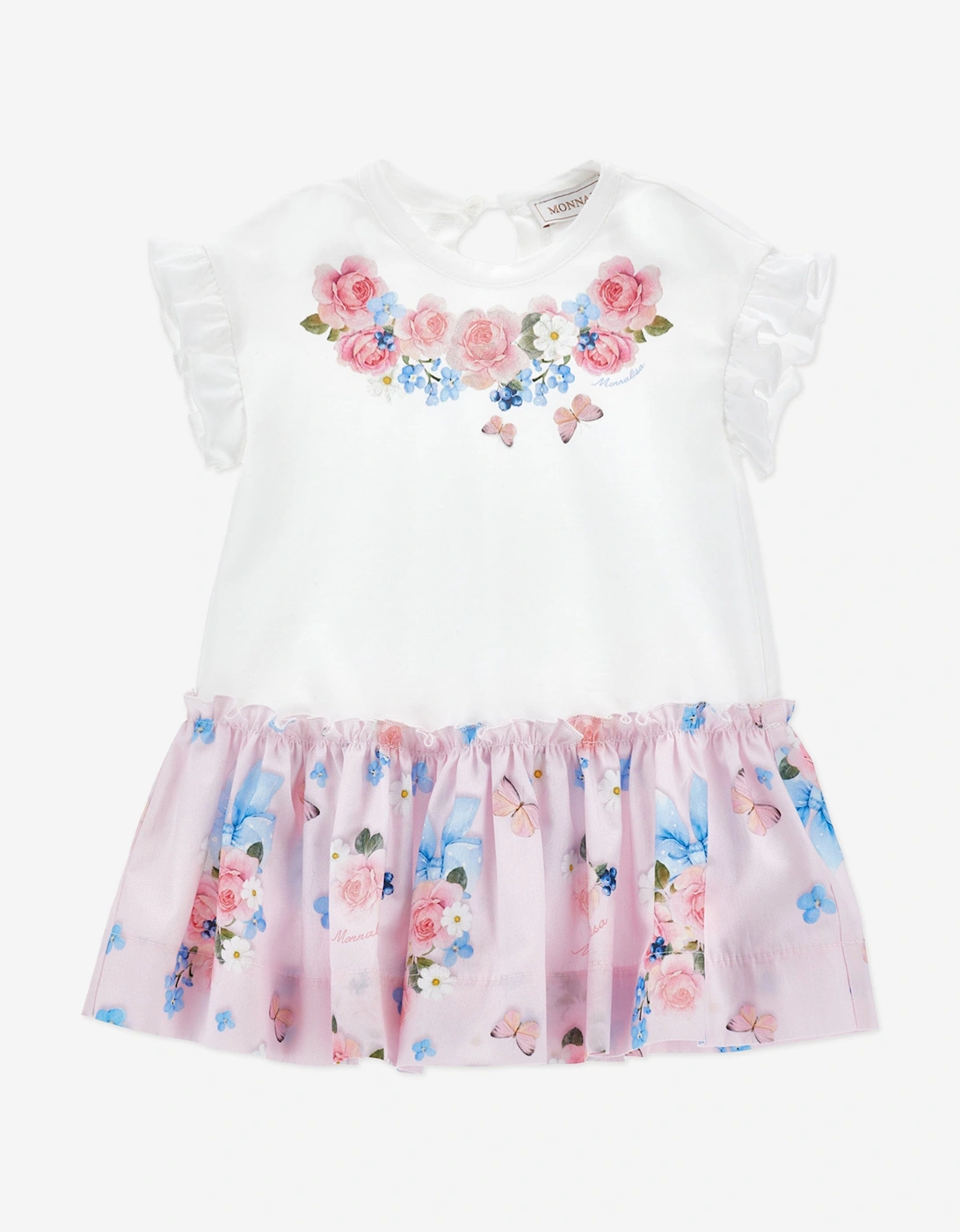 Baby Girls Butterflies and Flowers Dress in White, 5 of 4