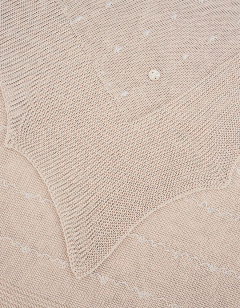 Baby Cotton Knit Shawl in Beige (105cm)