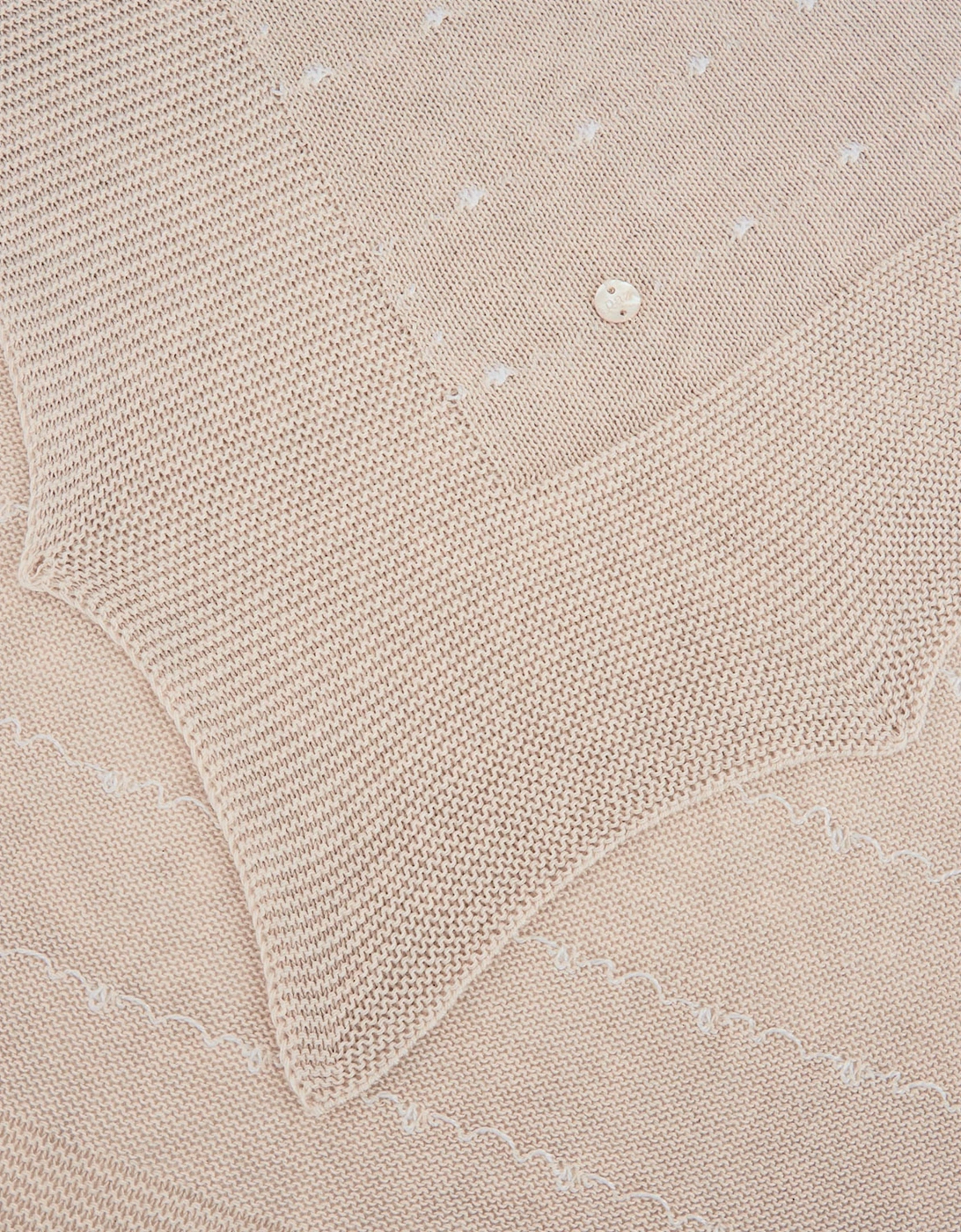 Baby Cotton Knit Shawl in Beige (105cm)