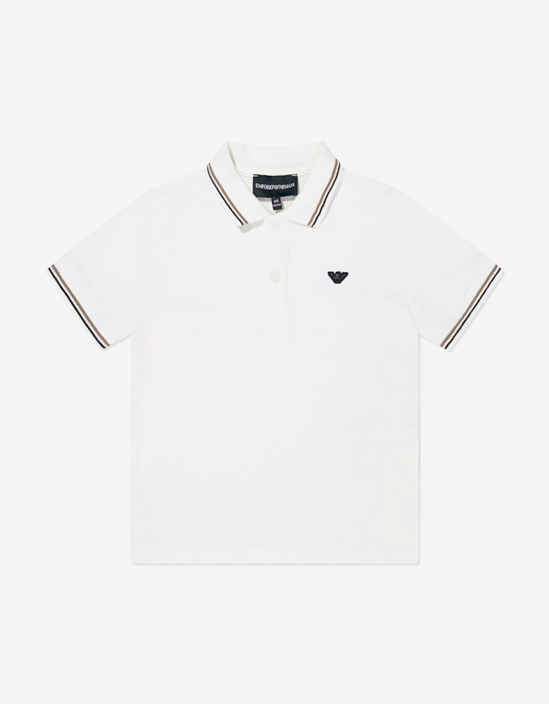 Boys Eagle Logo Polo Shirt in White