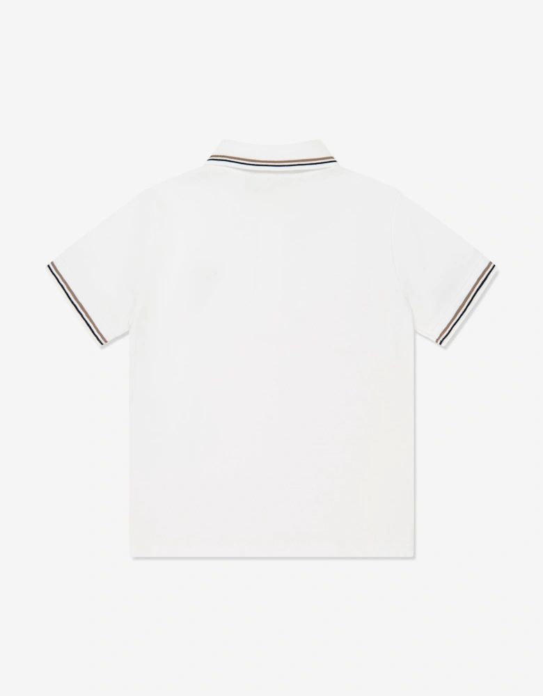 Boys Eagle Logo Polo Shirt in White