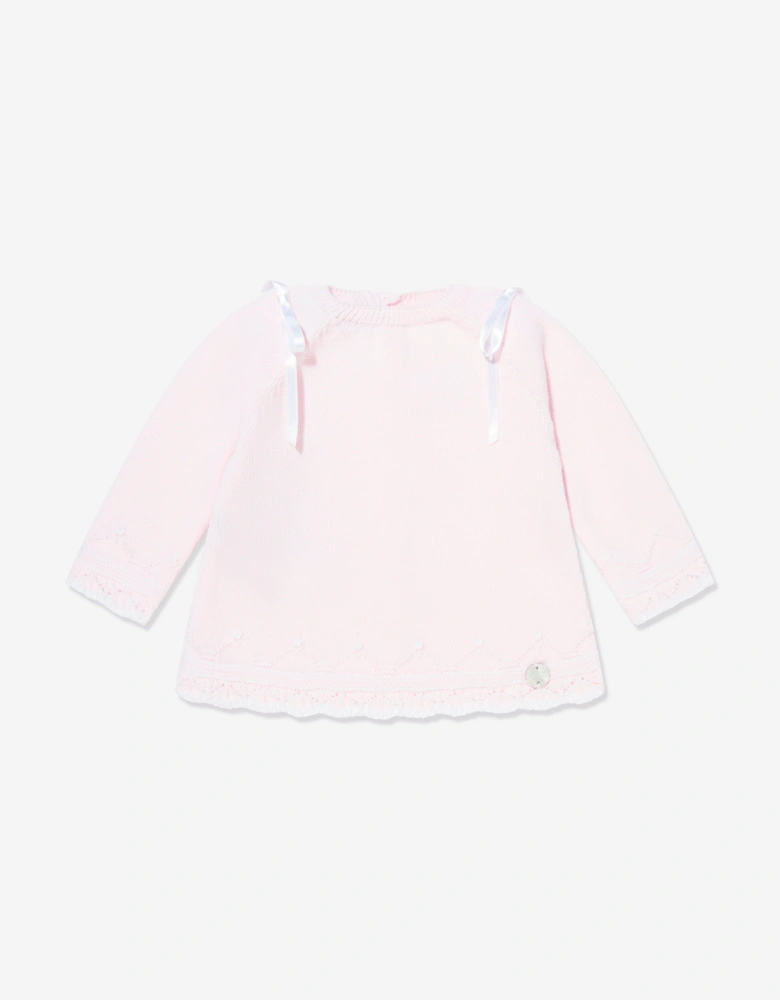 Baby Girls 3 Piece Cotton Knit Set in Pink