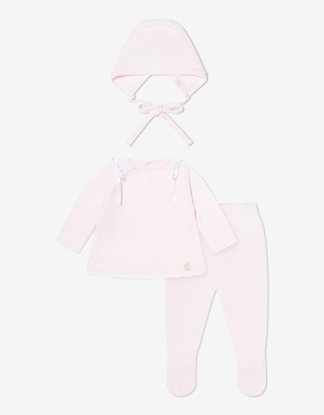 Baby Girls 3 Piece Cotton Knit Set in Pink, 8 of 7