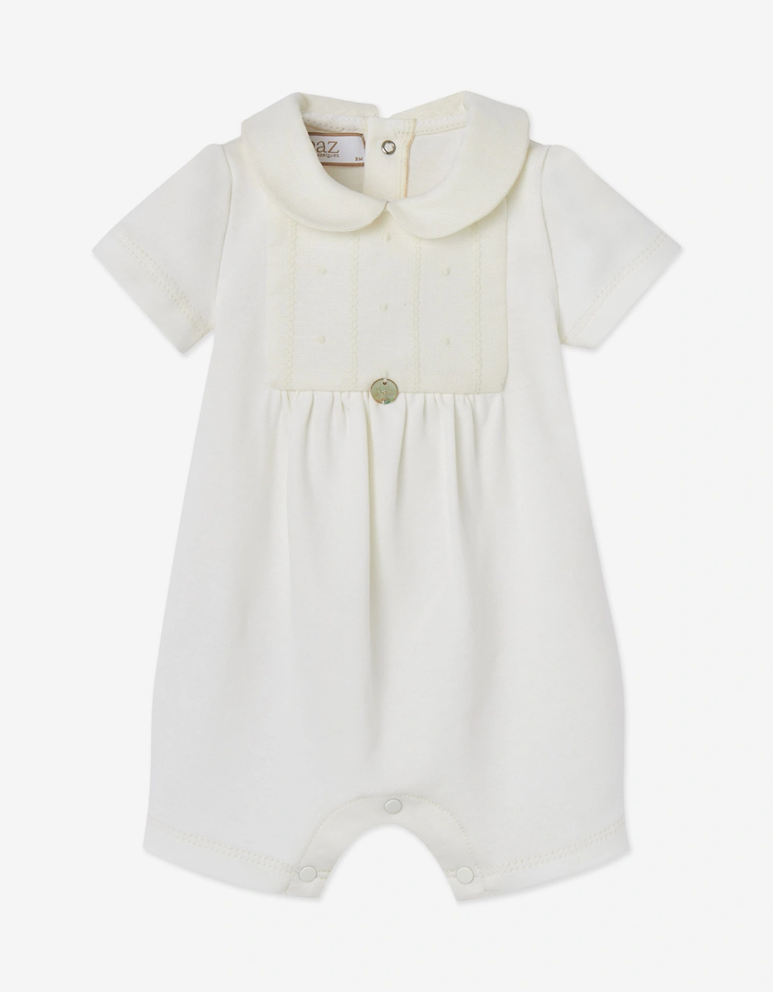 Baby Boys Cotton Interlock Romper in Ivory, 5 of 4