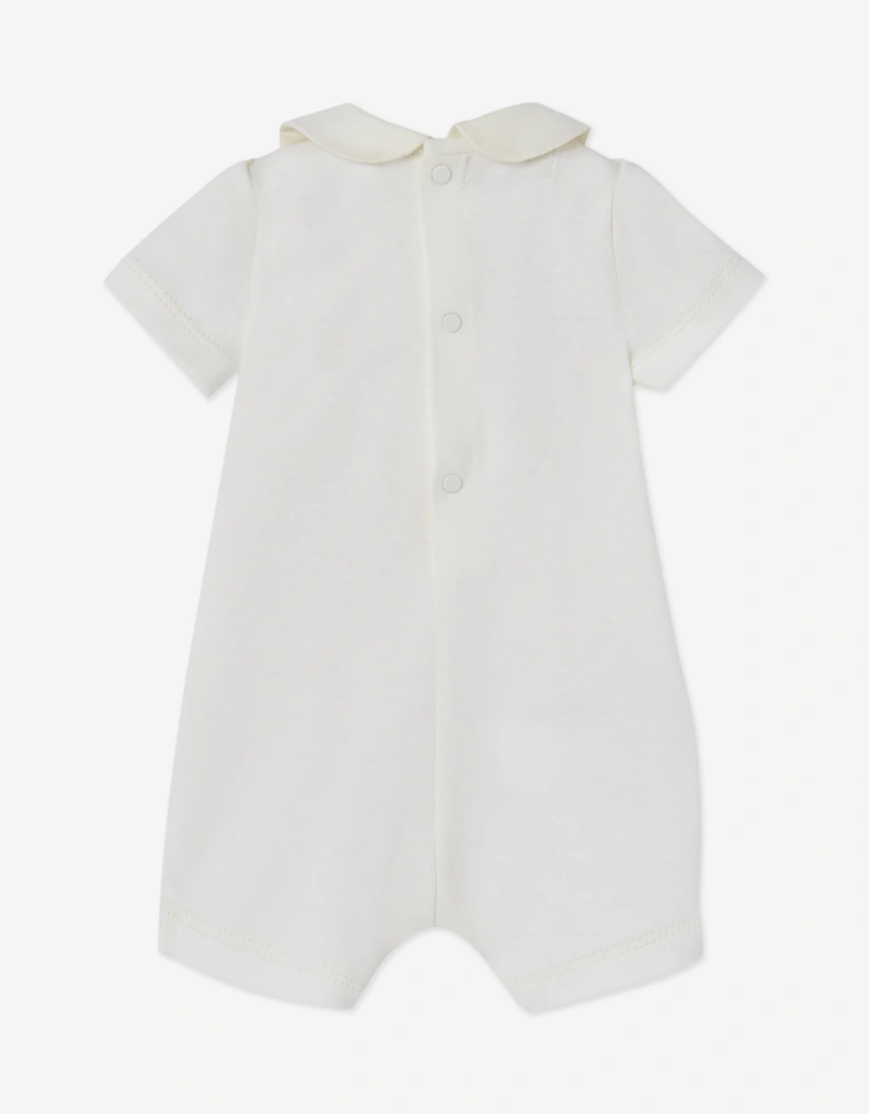 Baby Boys Cotton Interlock Romper in Ivory