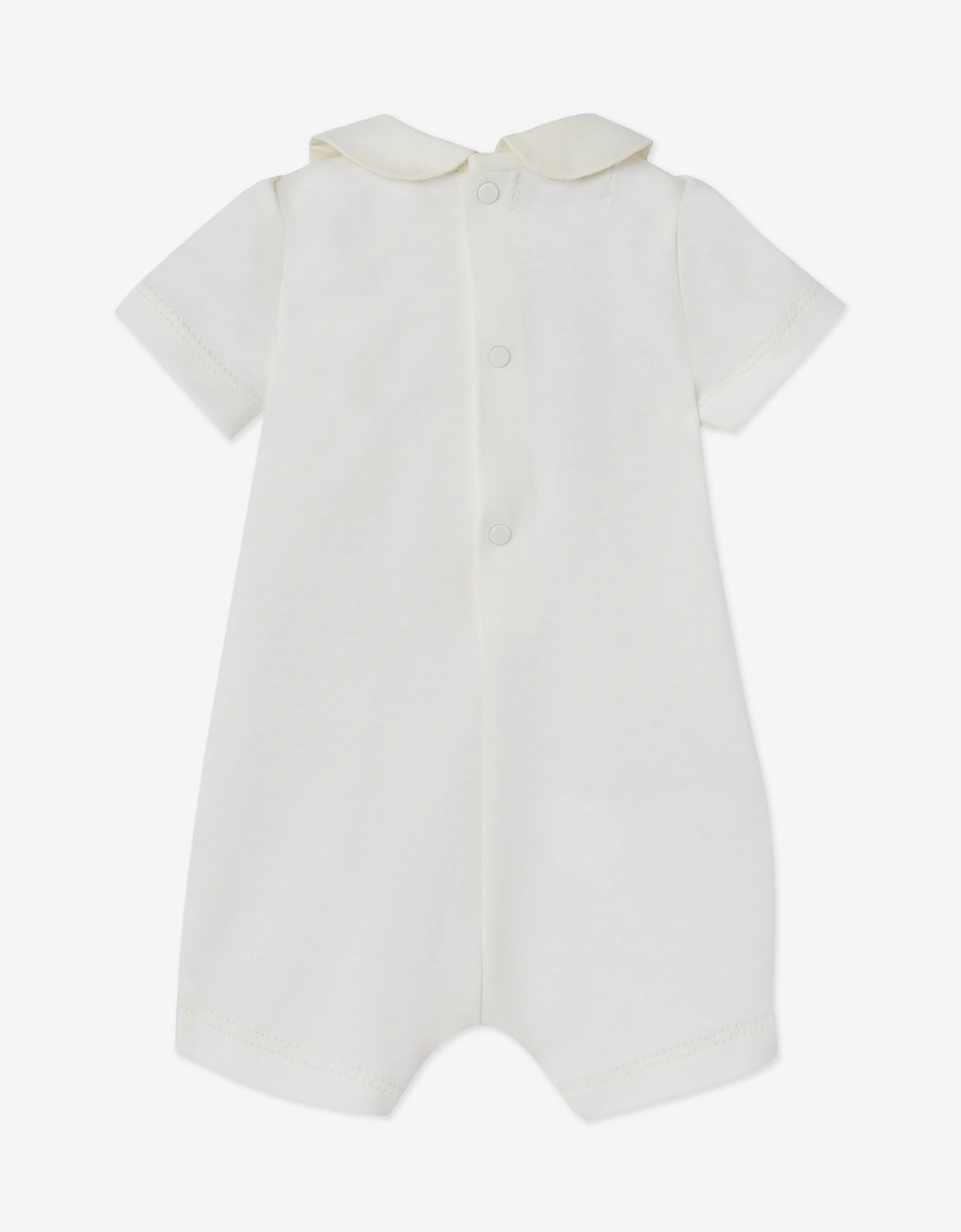 Baby Boys Cotton Interlock Romper in Ivory
