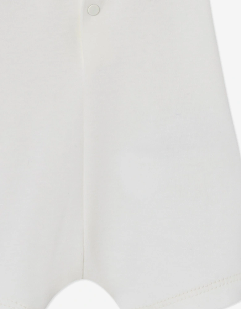 Baby Boys Cotton Interlock Romper in Ivory