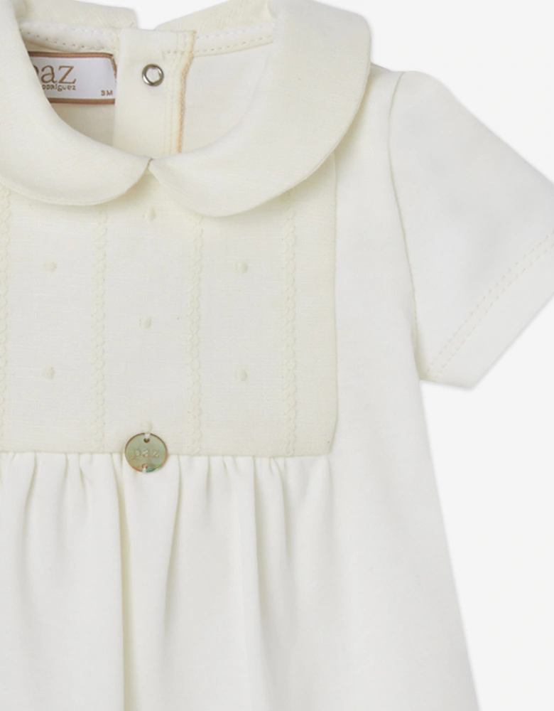 Baby Boys Cotton Interlock Romper in Ivory
