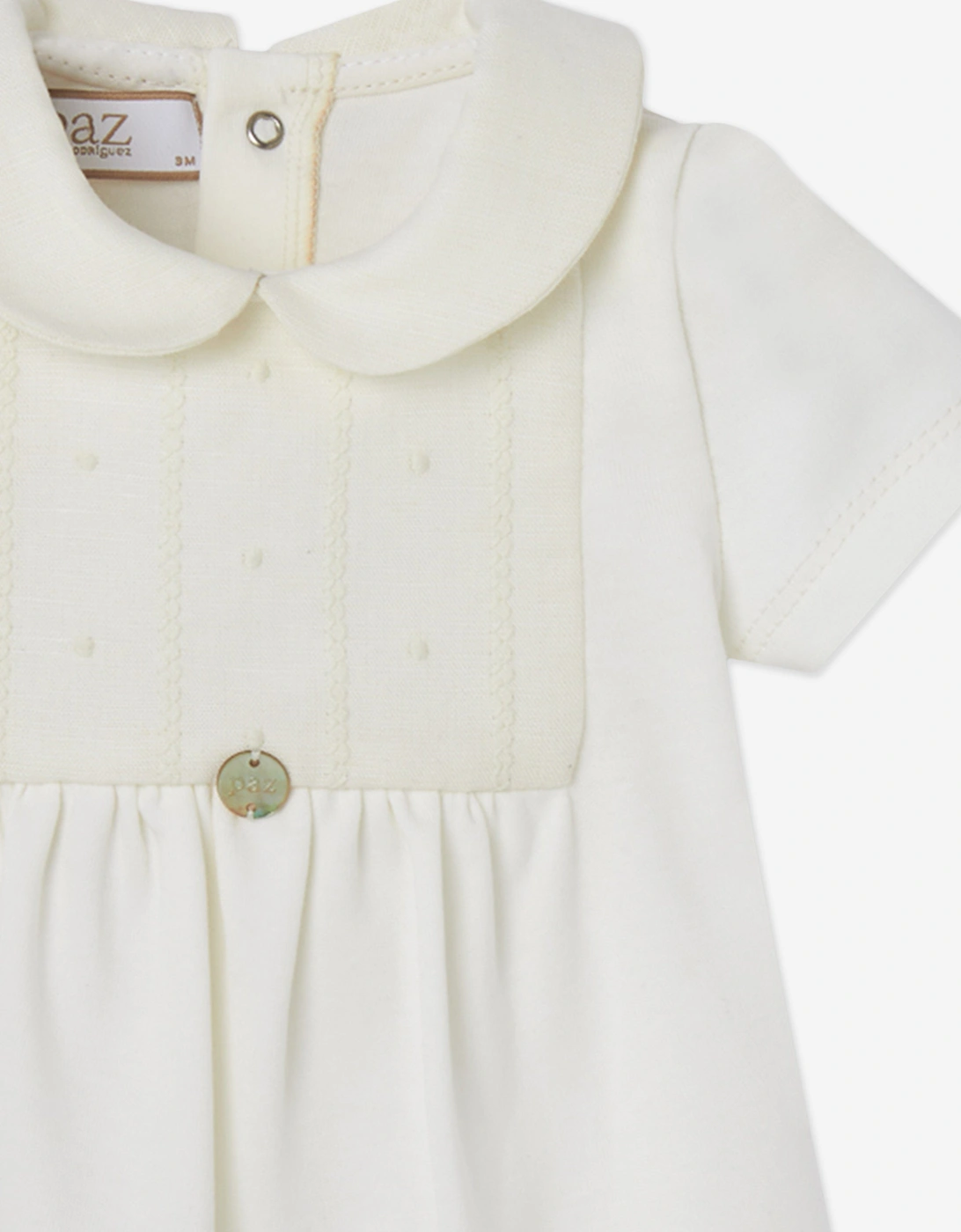 Baby Boys Cotton Interlock Romper in Ivory