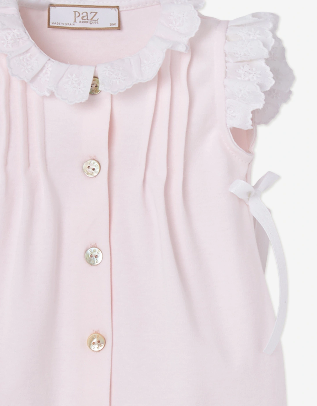 Baby Girls Cotton Button Front Romper in Pink