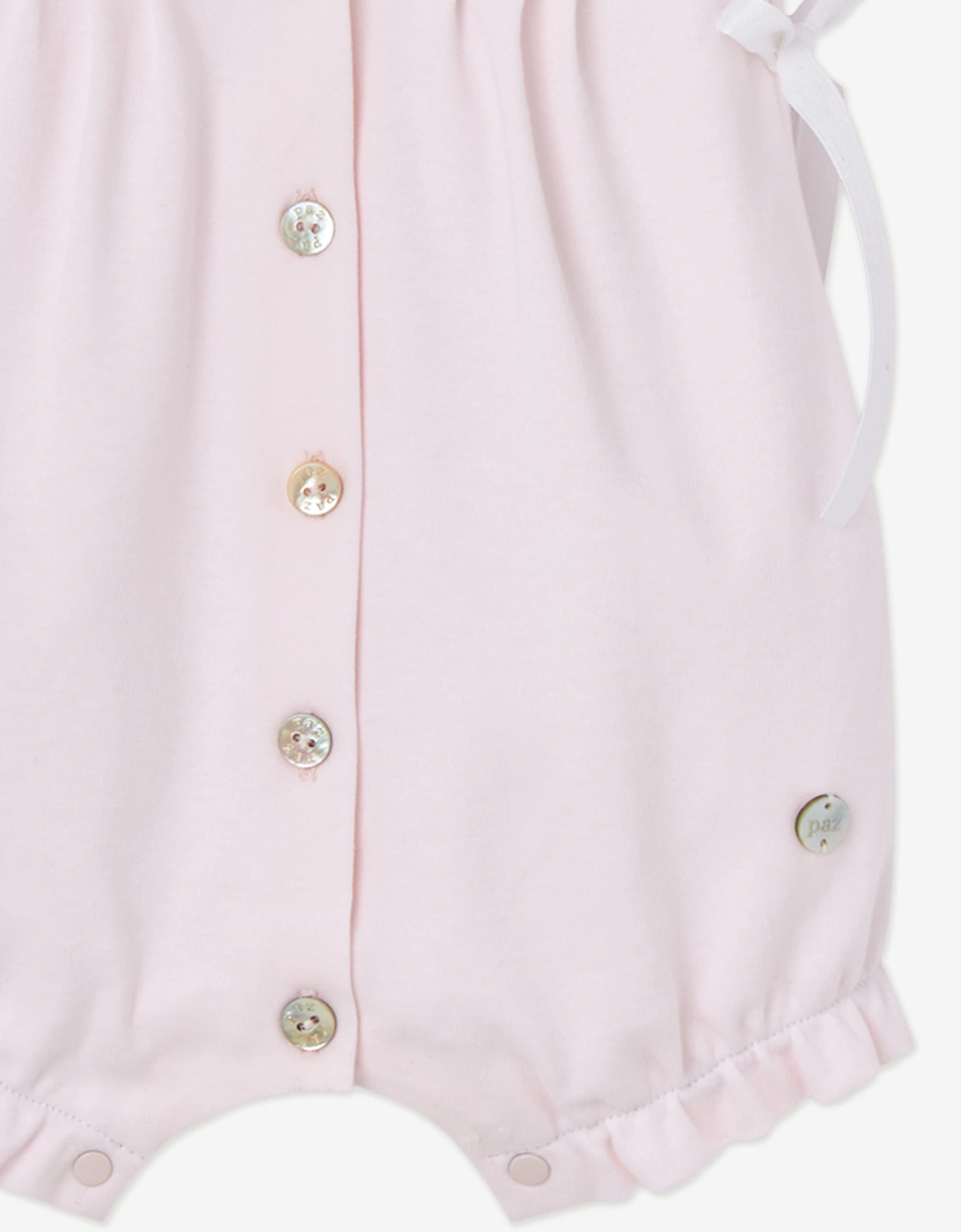 Baby Girls Cotton Button Front Romper in Pink