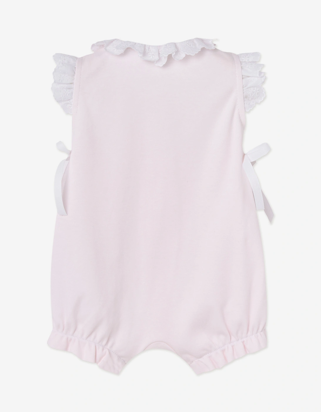 Baby Girls Cotton Button Front Romper in Pink