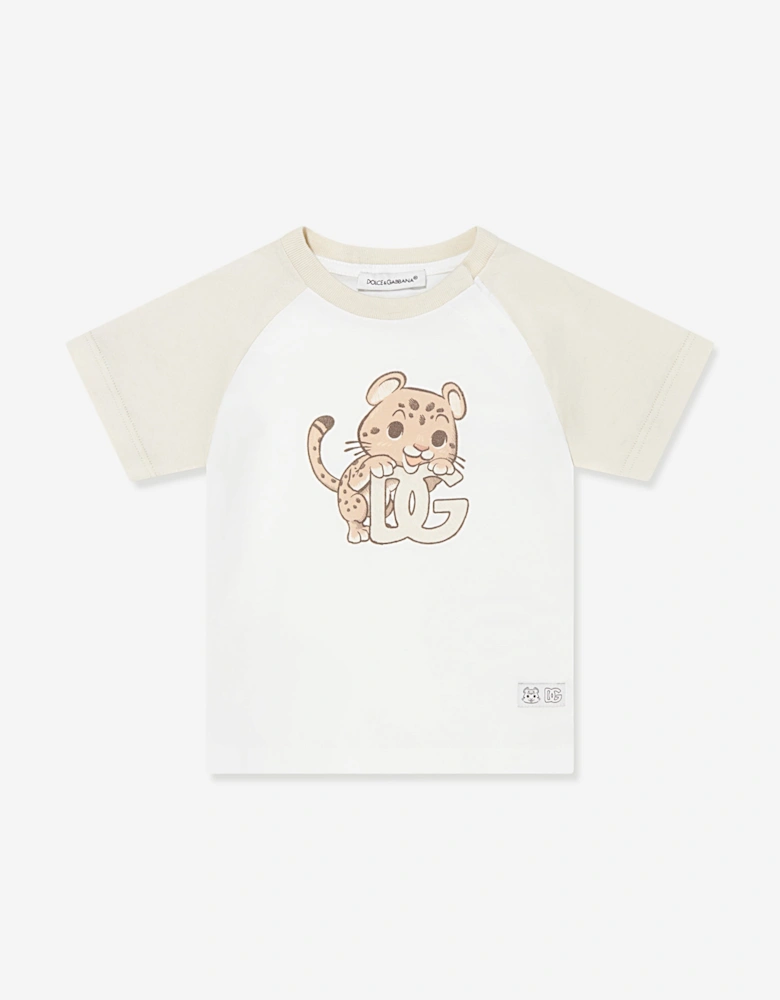 Baby Boys Leopard Cub Logo T-Shirt in White