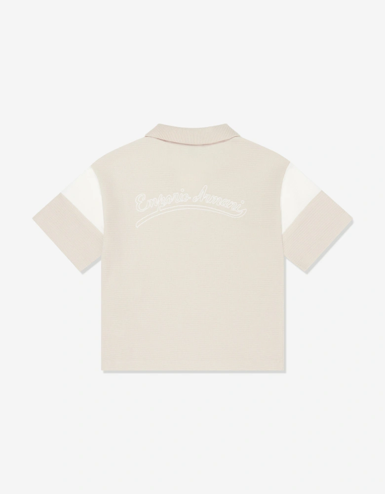 Boys Eagle Logo Polo Shirt in Beige