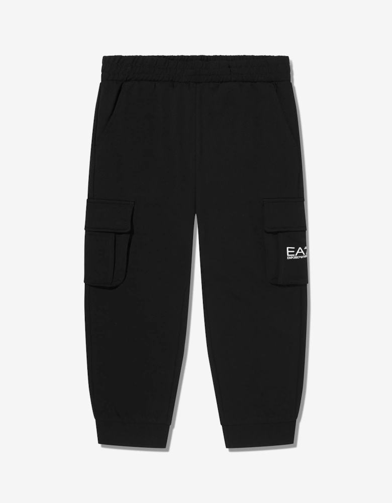 Emporio Armani Boys Train Core ID Cargo Trousers in Black