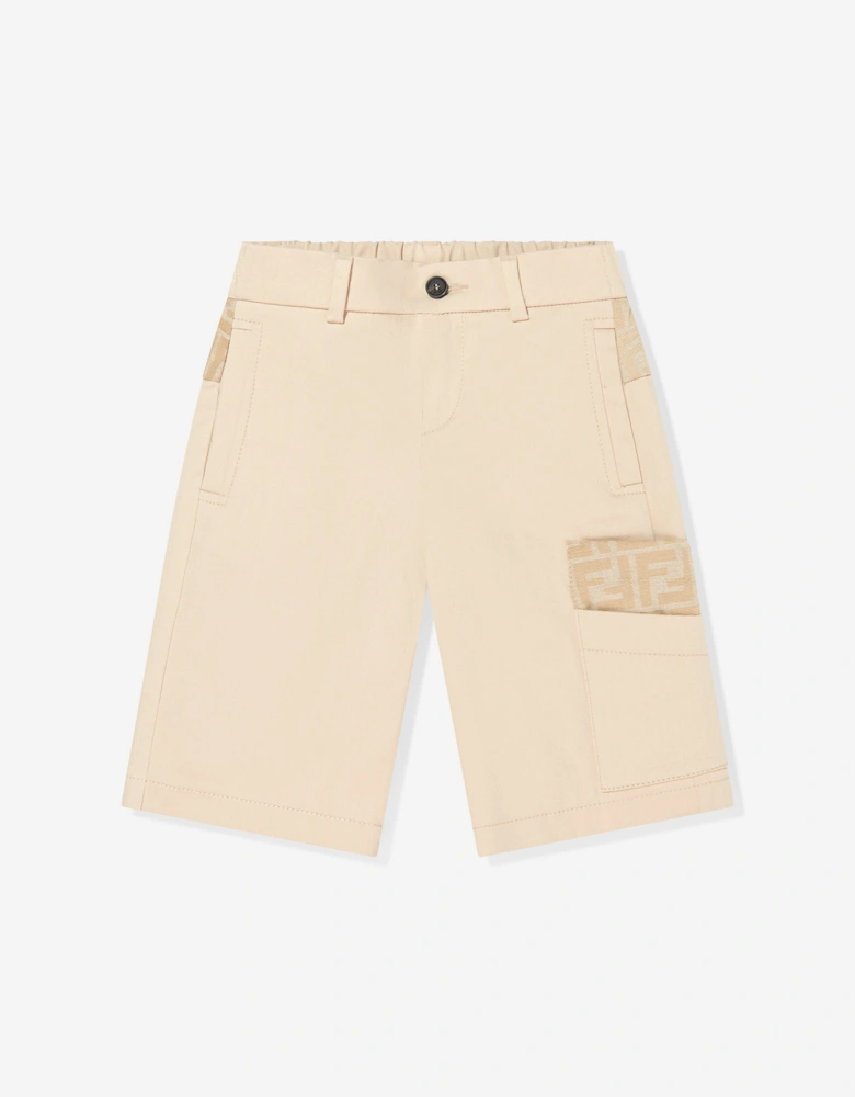 Boys FF Pocket Gabardine Shorts in Beige