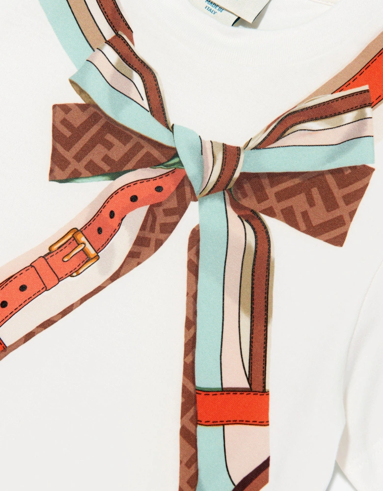 Girls Bow Print T-Shirt in White