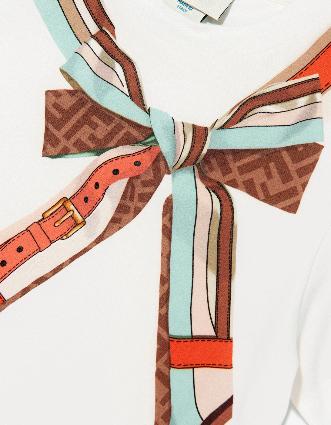 Girls Bow Print T-Shirt in White