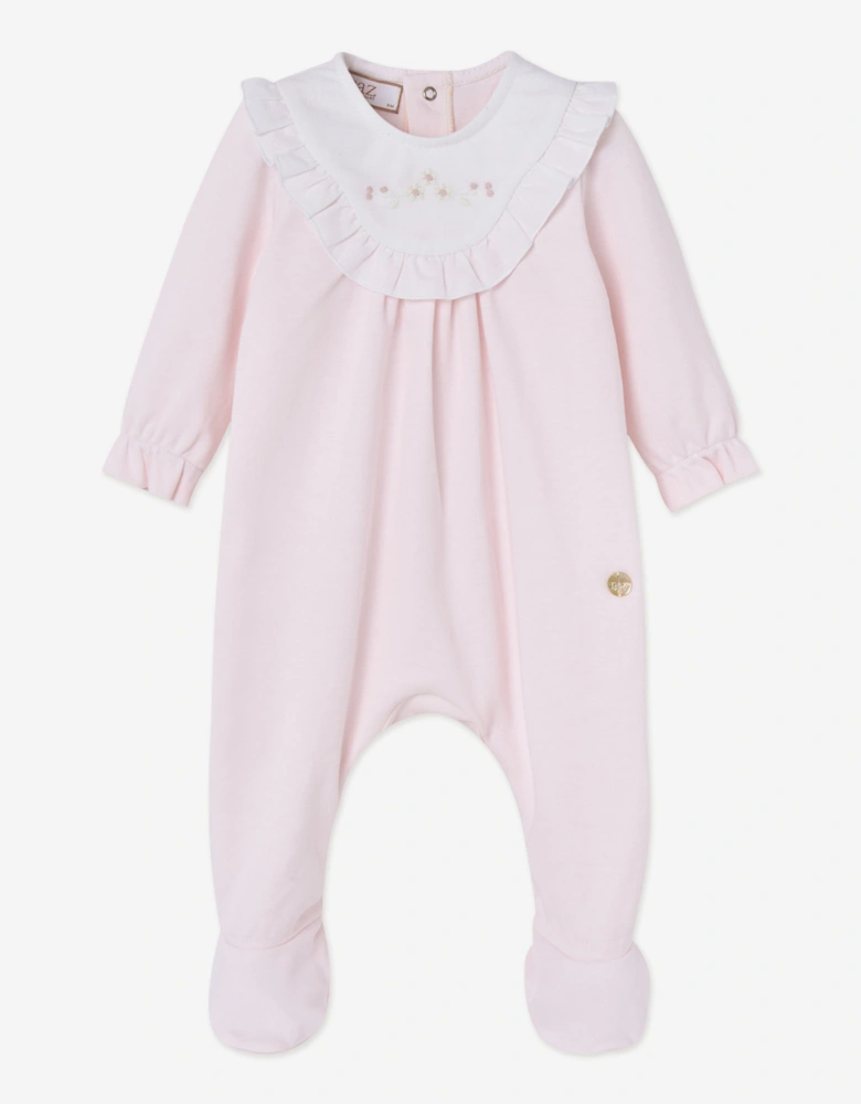 Baby Girls Cotton Embroidered Babygrow in Pink