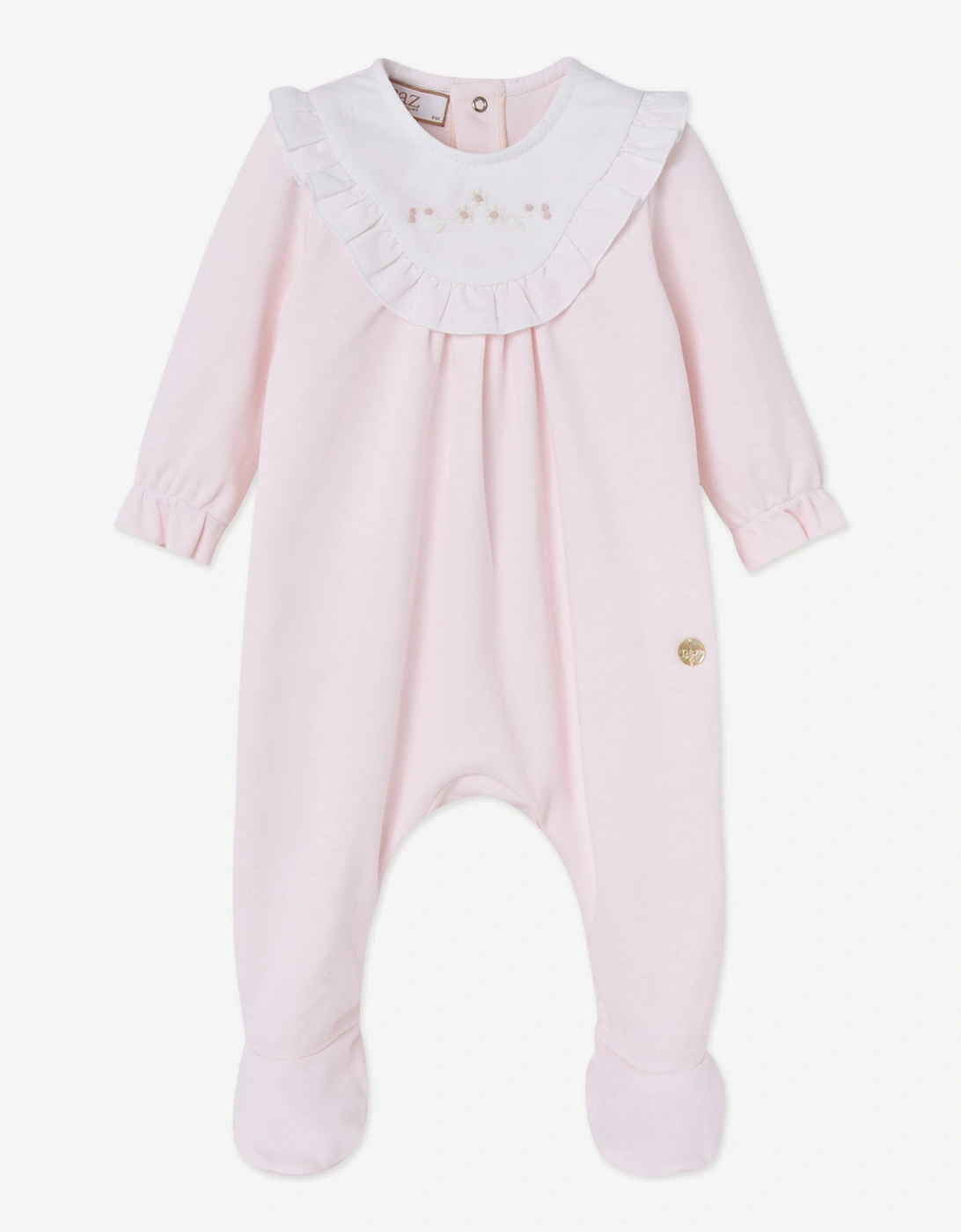 Baby Girls Cotton Embroidered Babygrow in Pink, 5 of 4