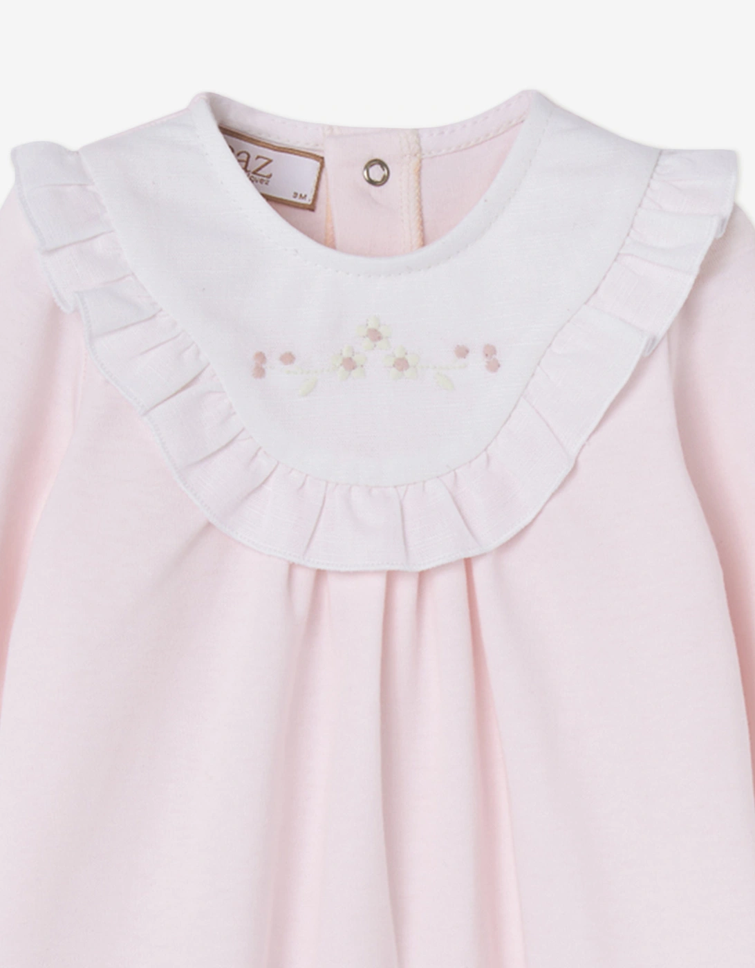 Baby Girls Cotton Embroidered Babygrow in Pink
