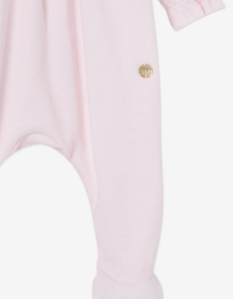 Baby Girls Cotton Embroidered Babygrow in Pink