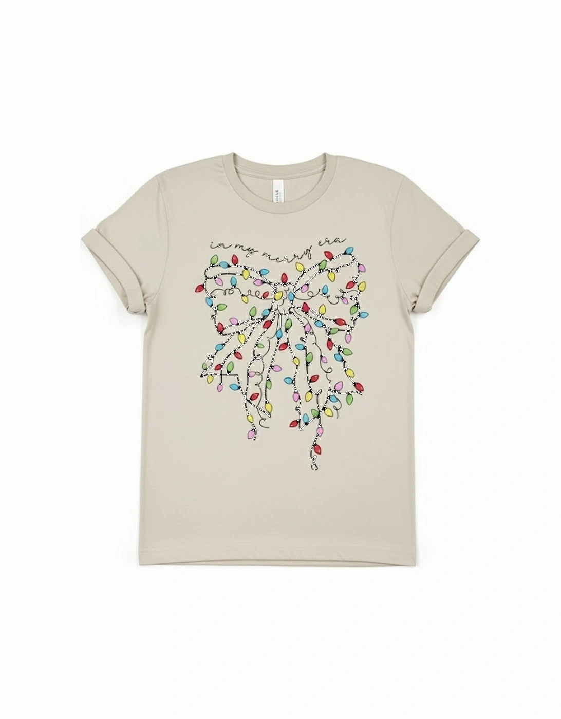 White Colored Light Bowknot Graphic Crewneck T Shirt, 14 of 13