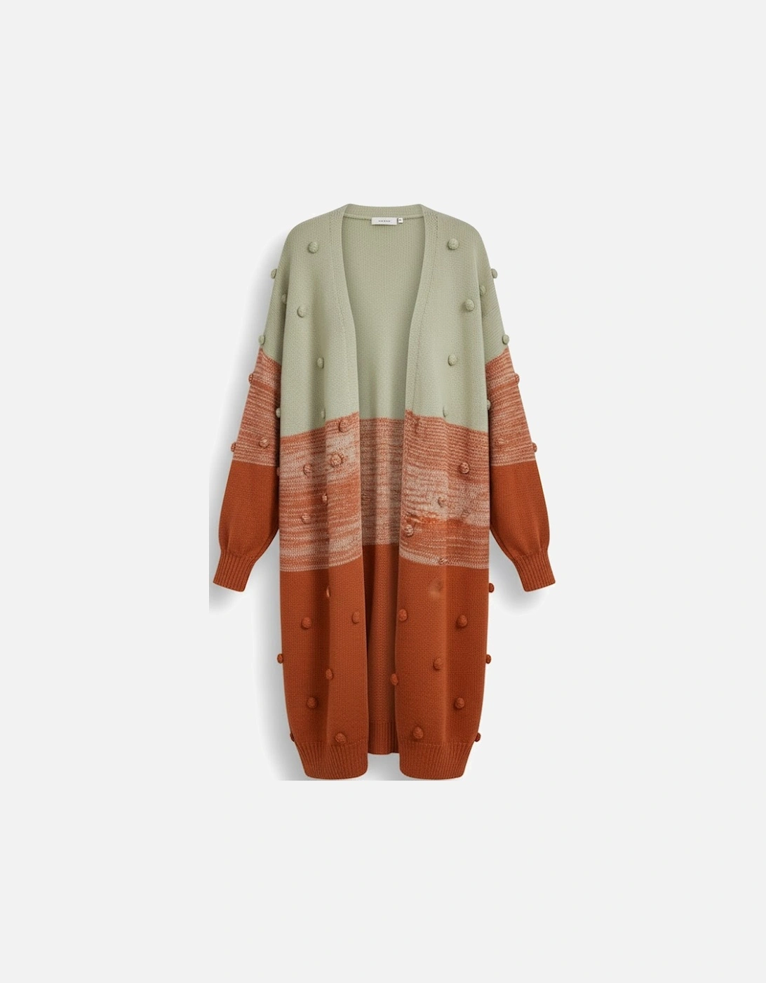 Brown Pompom Color Block Open Front Cardigan, 15 of 14