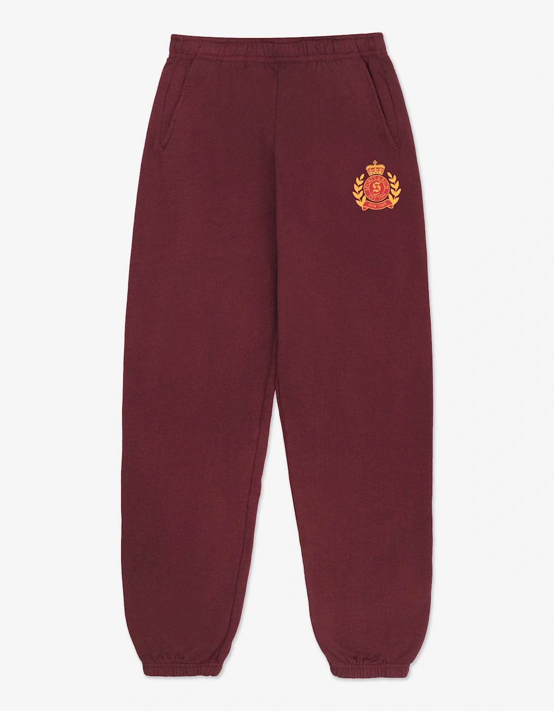 Sporty & Rich Girls Red Ny Health Crest Joggers In  2 Years/3 Years Size 2 Kids