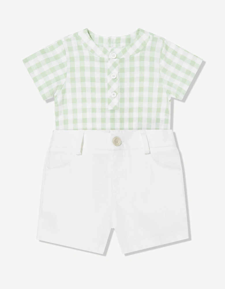 Baby Boys Cotton and Linen Short Set in Green